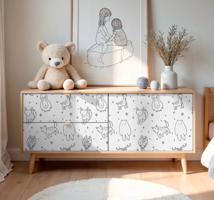 Scandinavian forest animals furniture sticker - TenStickers