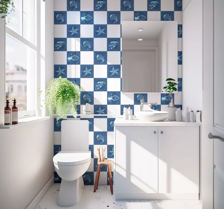 Sea life drawings tile sticker - TenStickers