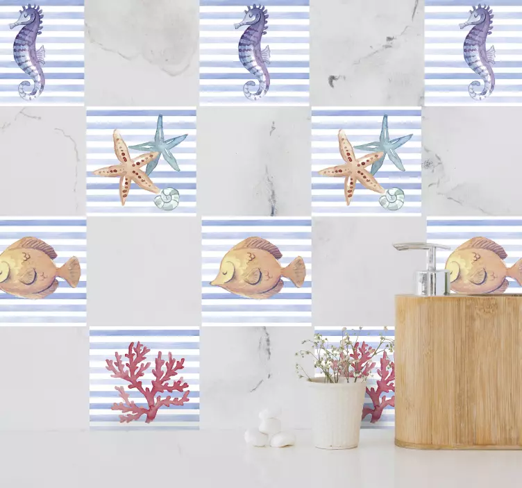Sea life tile vinyl sticker - TenStickers