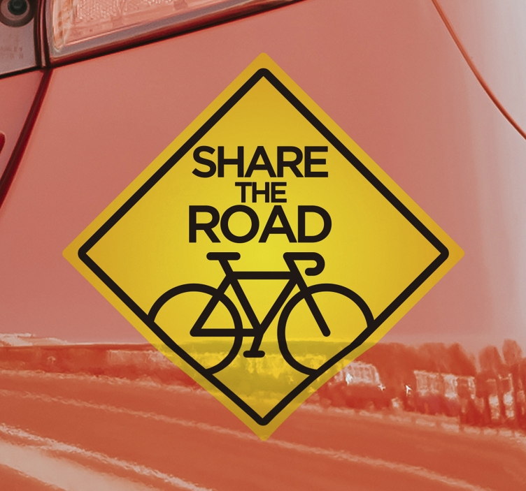 Share the road bike sign car sticker - TenStickers