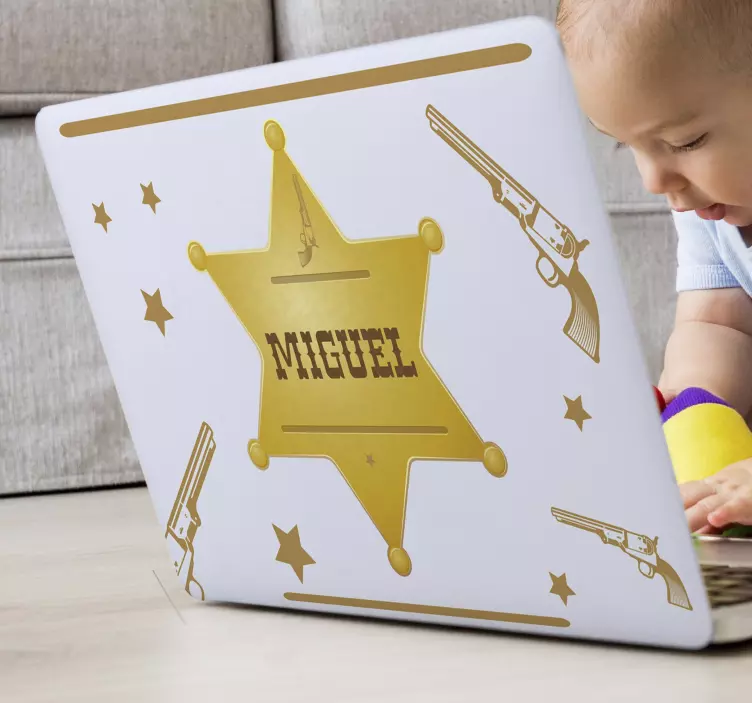 SHERIFF STAR WITH NAME laptop skin - TenStickers