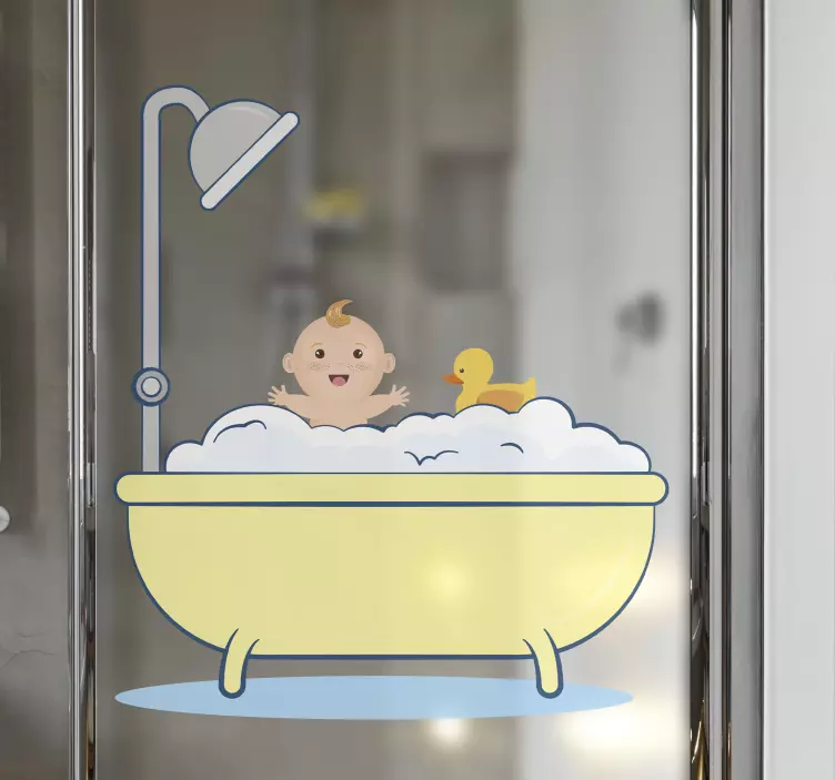 Shower screen sticker cute baby bathtime - TenStickers