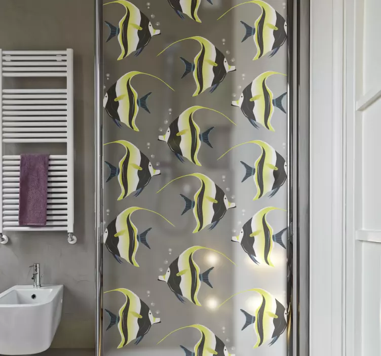 Shower screen sticker with colorful fish designs - TenStickers