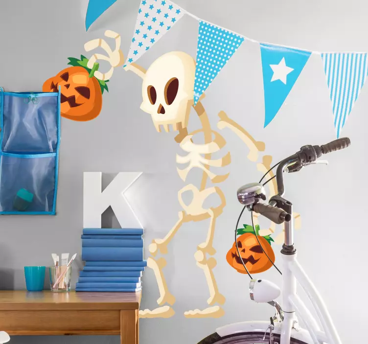 Skeleton With Pumpkins halloween sticker - TenStickers