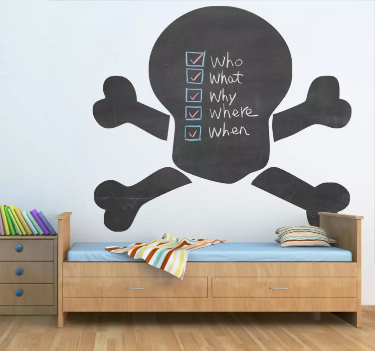 Skull Blackboard Sticker - TenStickers