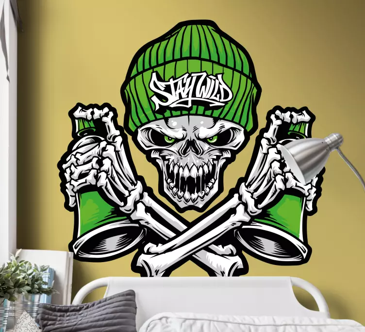 Skull with Beanie character sticker - TenStickers