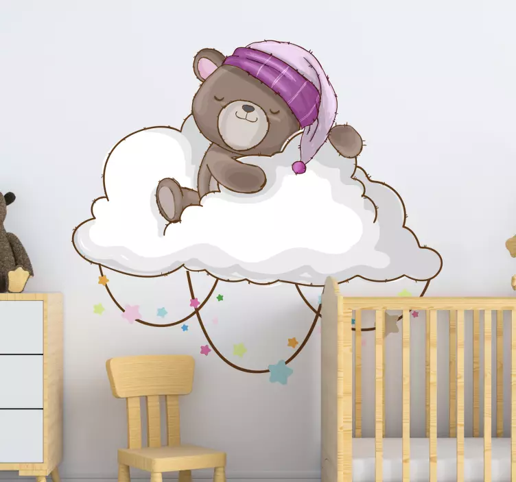 Sleeping Bear Cloud kid's sticker - TenStickers