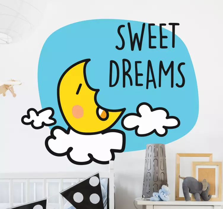 Sleeping Moon Kid Sticker - TenStickers