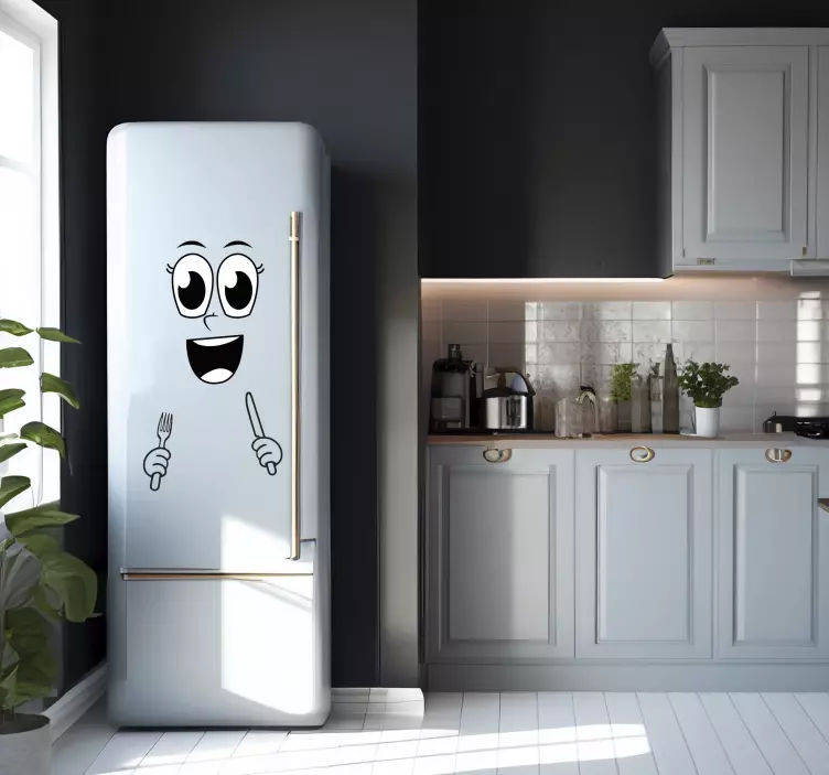 Smiley Face with Cutlery fridge sticker - TenStickers