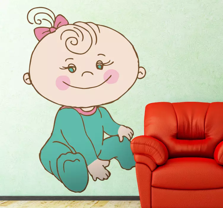 Smiling Baby Sitting Kids Sticker - TenStickers