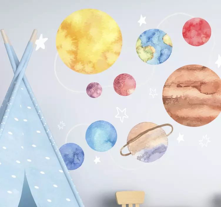 Solar system map space wall sticker - TenStickers