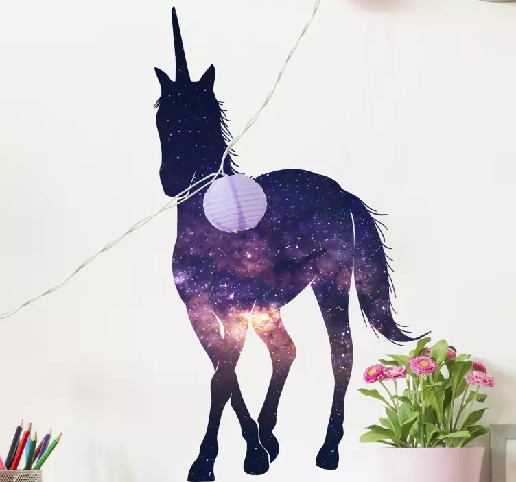 Space colour unicorn fairy tale sticker - TenStickers