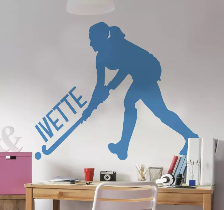 Sports wall sticker field hockey player - TenStickers