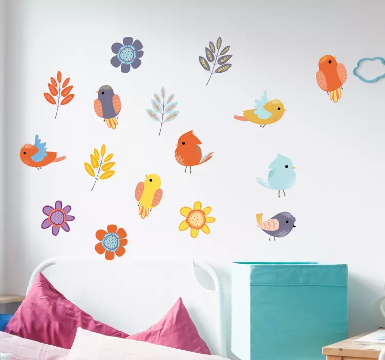 spring birds set bird wall sticker - TenStickers