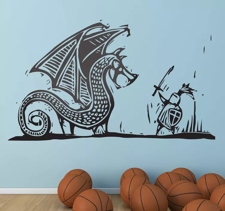 St. George slays the dragon dinosaur wall sticker - TenStickers