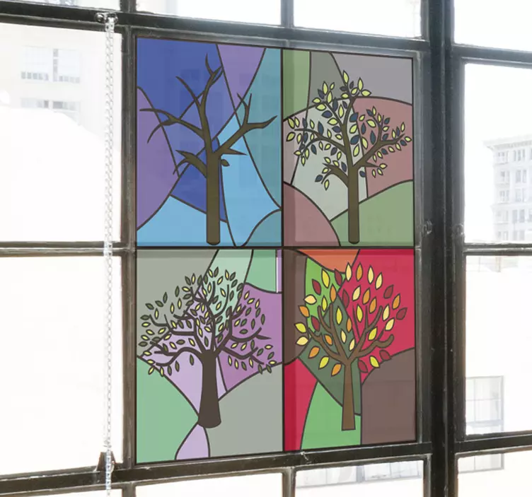 Stained glass seasons window sticker - TenStickers