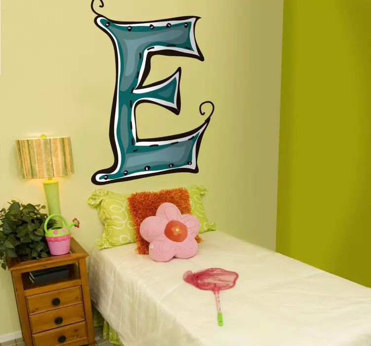 Stitched Letter E Kids Sticker - TenStickers