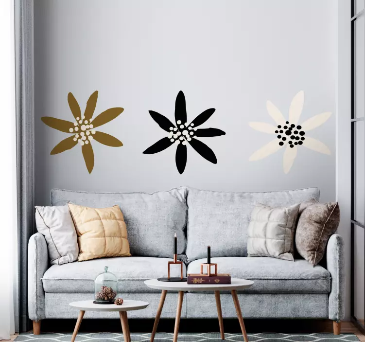 Abstract stylish flowers living room wall sticker - TenStickers