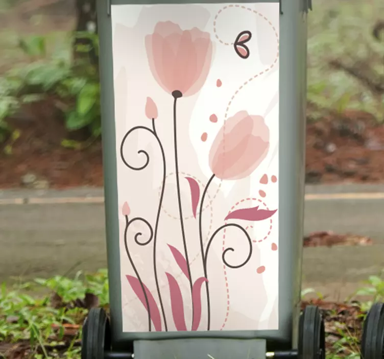 Stylish floral patterns recycling decal for bin - TenStickers