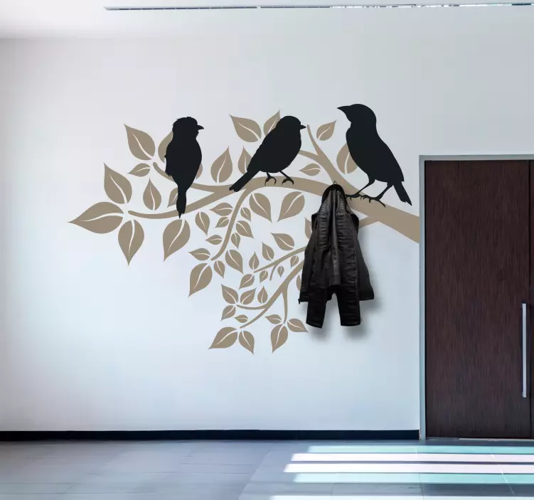Stylized Bird Branch coat hanger sticker - TenStickers