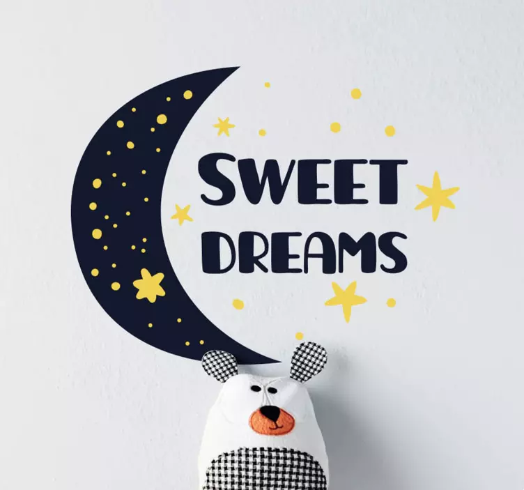 Sweet dreams with moon and stars text sticker - TenStickers