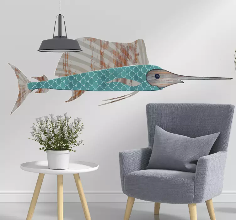 Sword Fish Sea Animal Wall Sticker - TenStickers