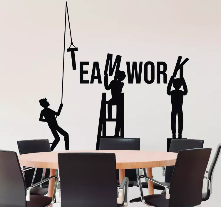 Teamwork office wall art with text sticker - TenStickers