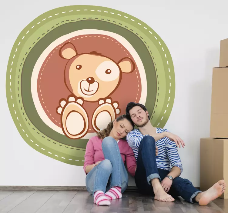 Teddy in a Circle Kids Decal - TenStickers