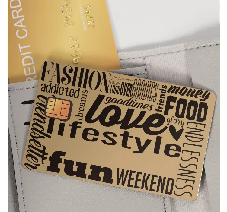 Vintage fashion week words credit card Sticker - TenStickers