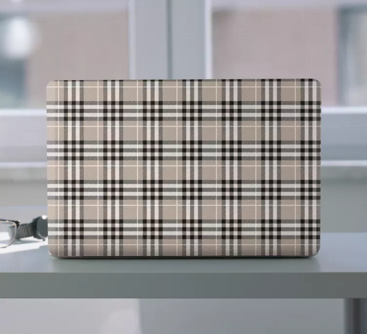Traditional Scottish grey tartan laptop decal - TenStickers