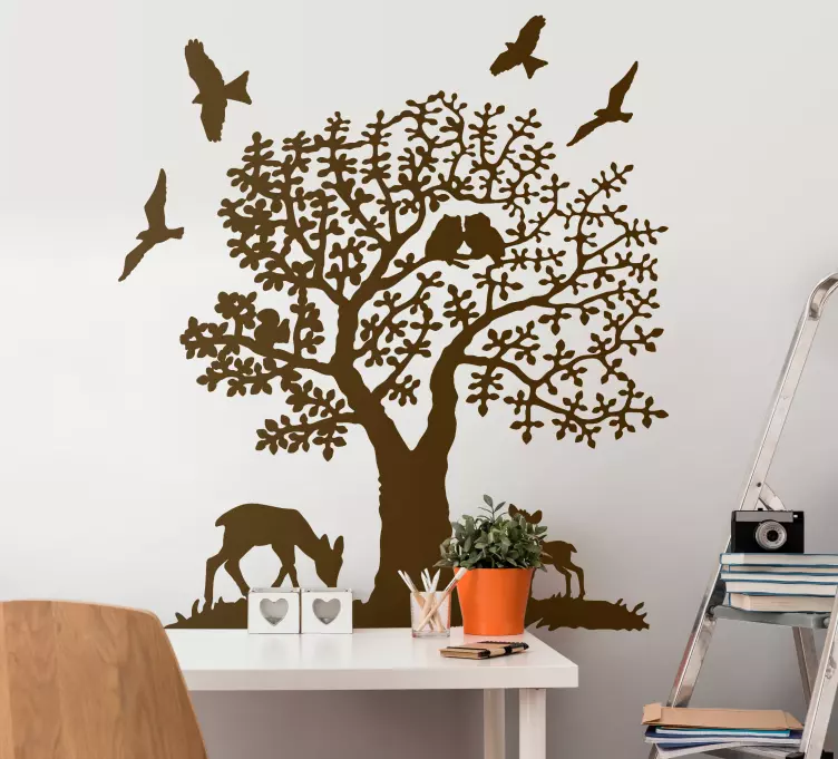 Tree with animal children bedroom wall sticker - TenStickers