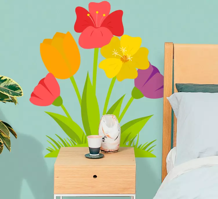 Tulips of all colors flower sticker - TenStickers