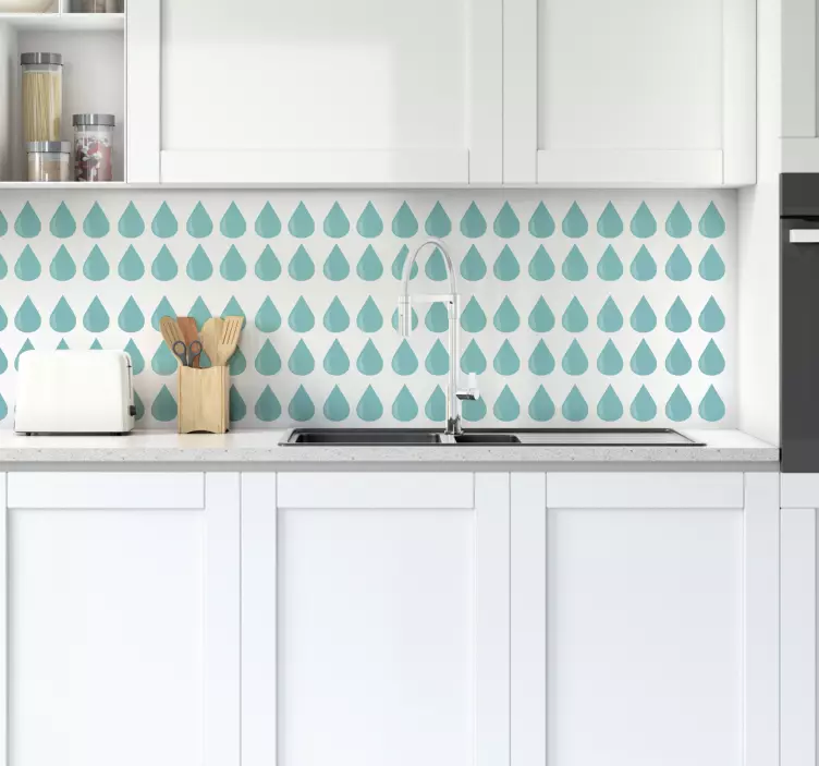 Turquoise drops kitchen wall sticker - TenStickers