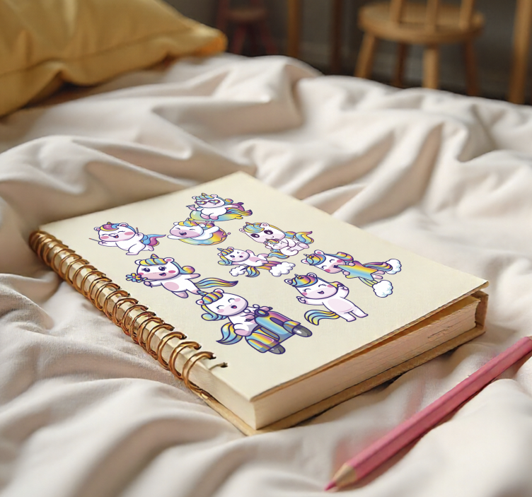 Unicorn design set educational sticker - TenStickers