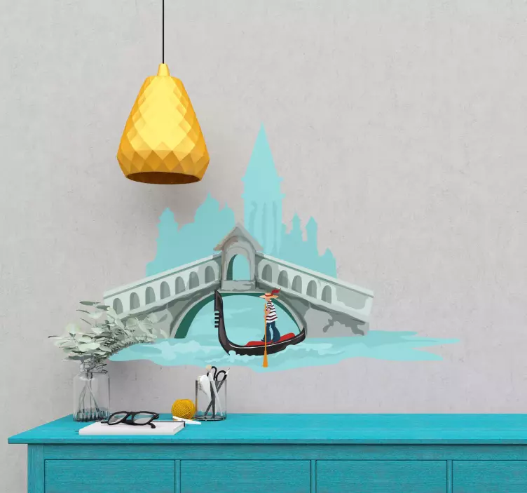 Venetian Gondola Scene location sticker - TenStickers