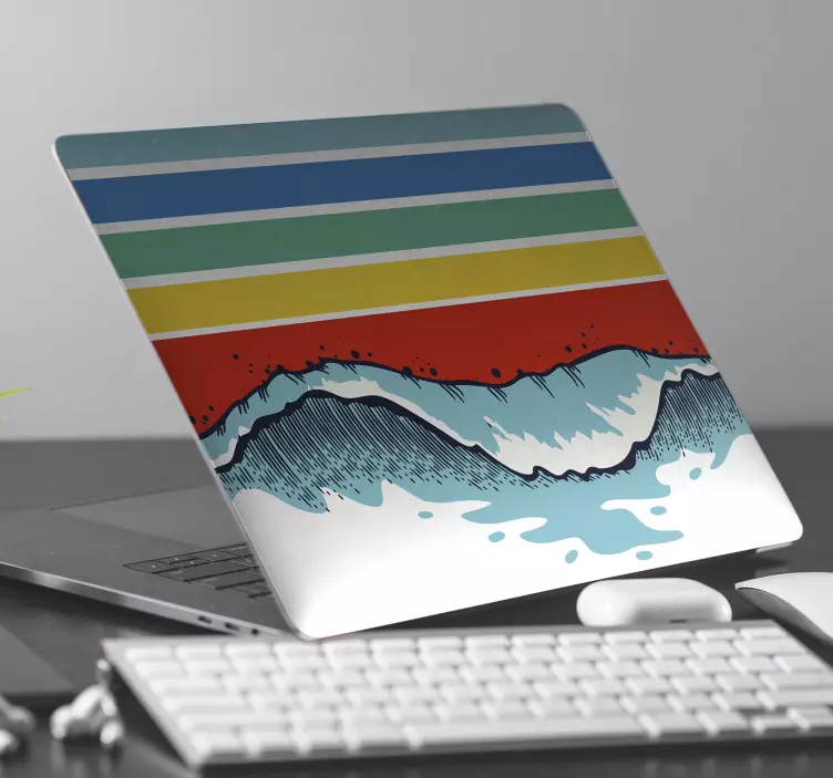 Vibrant wave motif laptop skin - TenStickers