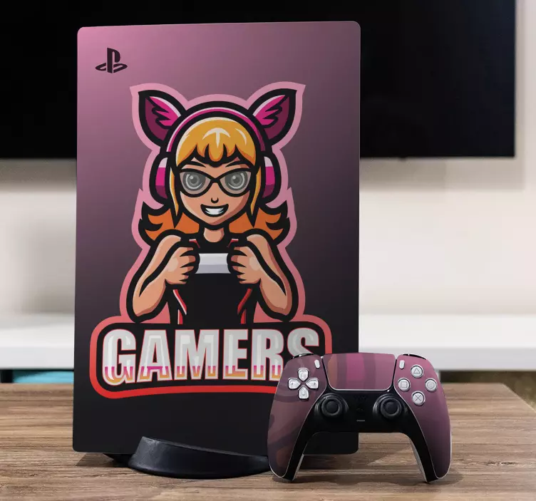 Video game sticker gamer girl art - TenStickers