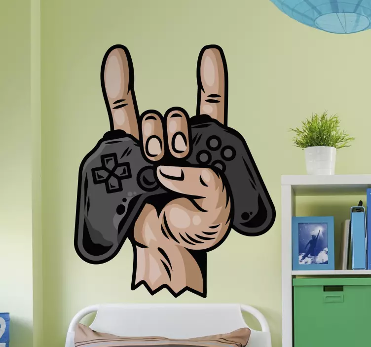 Video game sticker rock hand gesture - TenStickers
