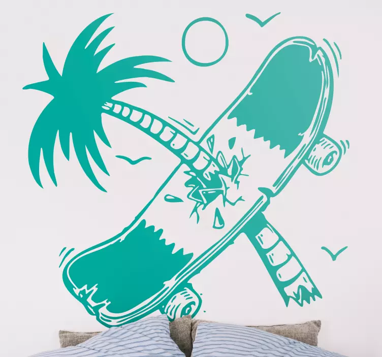 Video game sticker skateboard palm tree - TenStickers
