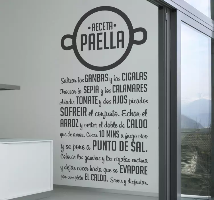 Vinilo decorativo receta paella recipe sticker - TenStickers