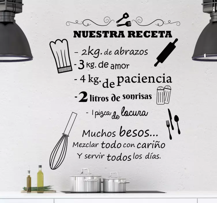 Vinilos para cocinas nuestra receta utensil sticker - TenStickers