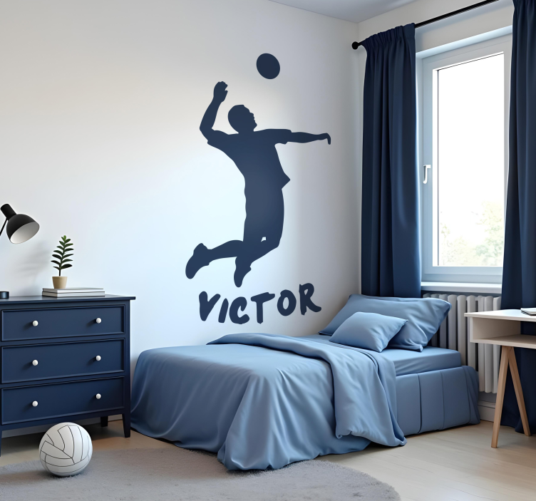 volley player with name wall sticker - TenStickers