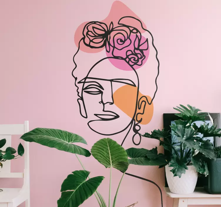 Wall decal of stylized feminine portrait - TenStickers