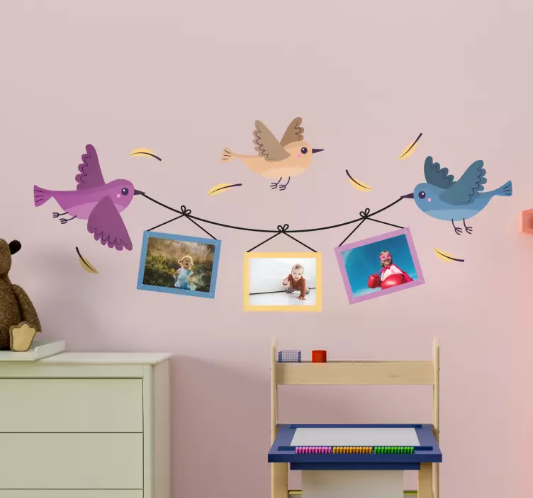 Wall sticker frame colorful bird design - TenStickers