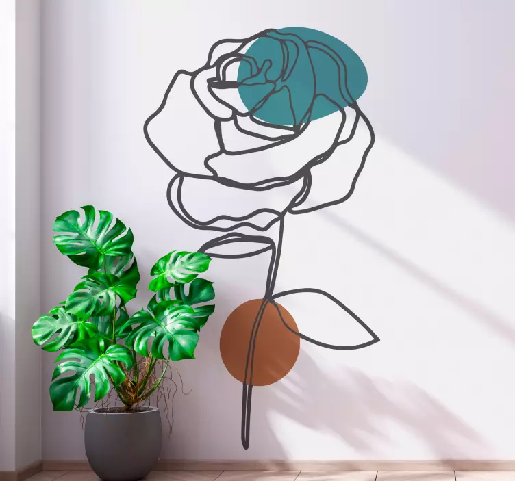 Wall sticker minimalist rose outline - TenStickers
