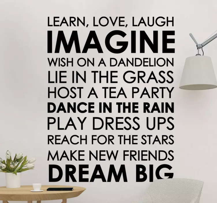 Wall stickers quotes imagine dream big dance rain - TenStickers