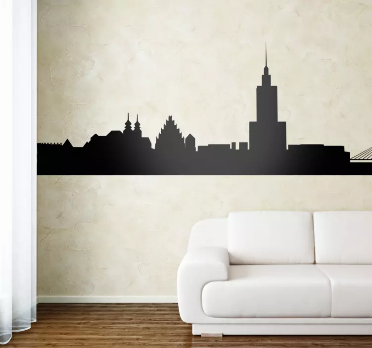 Warsaw skyline silhouette sticker - TenStickers