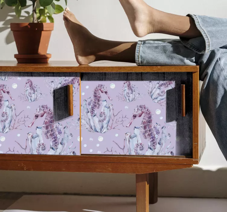 Watercolor seahorse  furniture sticker - TenStickers