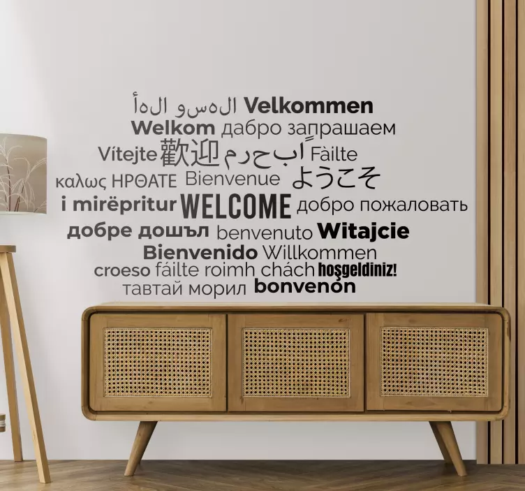 Welcome in all languages text wall sticker - TenStickers