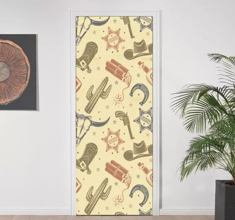 Western decor door sticker - TenStickers